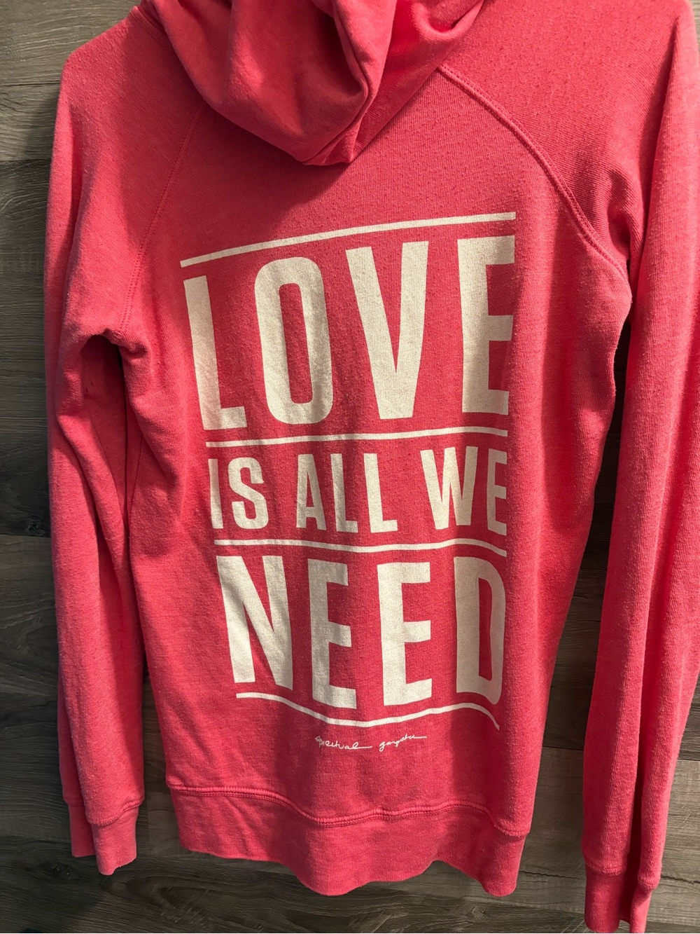 Spiritual Gangster Coral Pink "LOVE IS ALL WE NEED" Hooded Sweatshirt